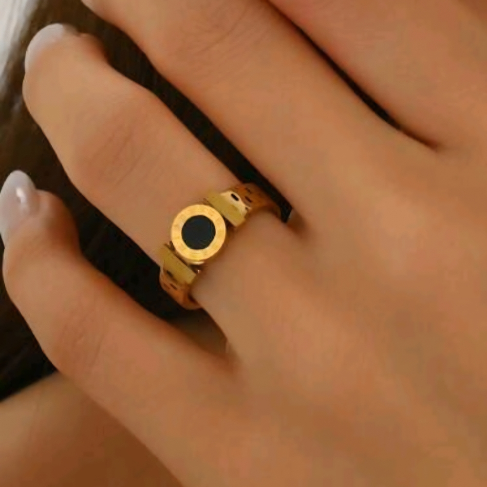 Roman Number Gold and Black Ring..